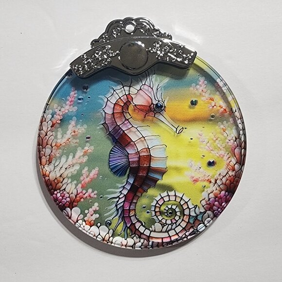 Seahorse Ornament Stained Glass Hanging Decor Holiday-Sun Catcher - Picture 6 of 7